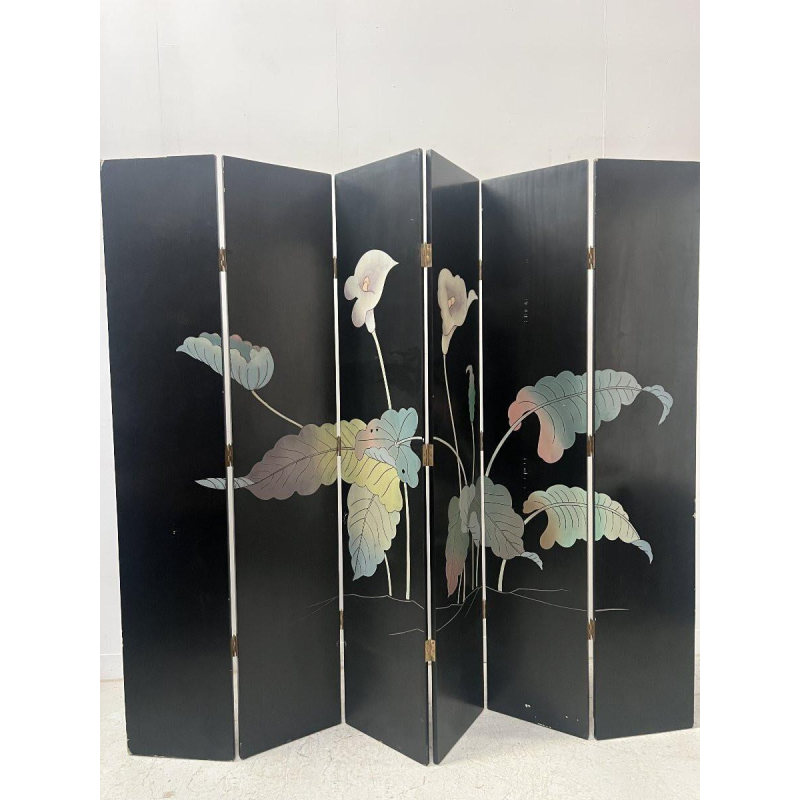 A six-panel painted folding screen, 20th century