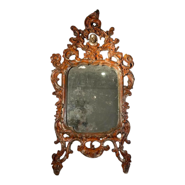 Miroir italien baroque, bois sculpté ajouré - XVIIIe siècle