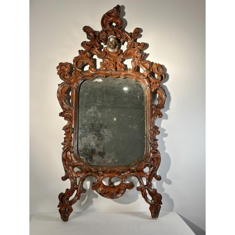 Italian Baroque mirror, openwork carved wood - 18th century
