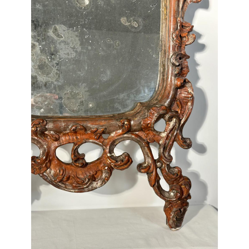 Miroir italien baroque, bois sculpté ajouré - XVIIIe siècle