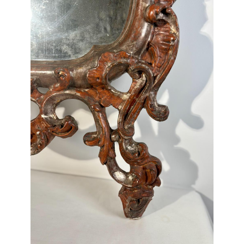Miroir italien baroque, bois sculpté ajouré - XVIIIe siècle