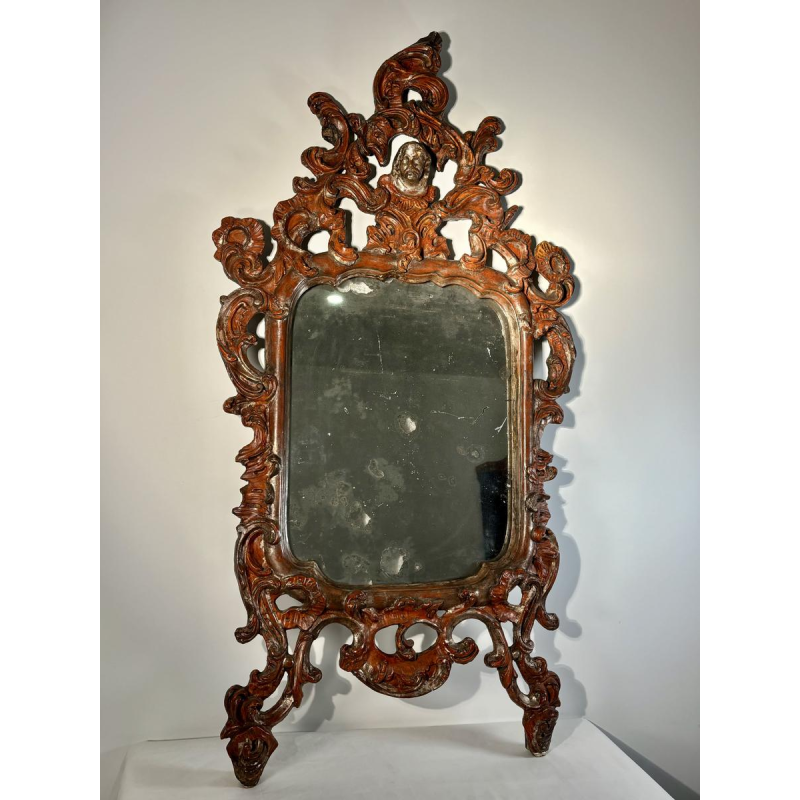 Miroir italien baroque, bois sculpté ajouré - XVIIIe siècle