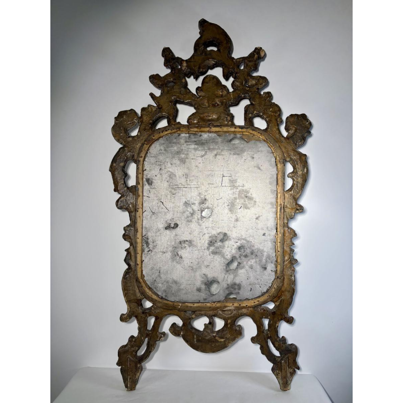 Miroir italien baroque, bois sculpté ajouré - XVIIIe siècle