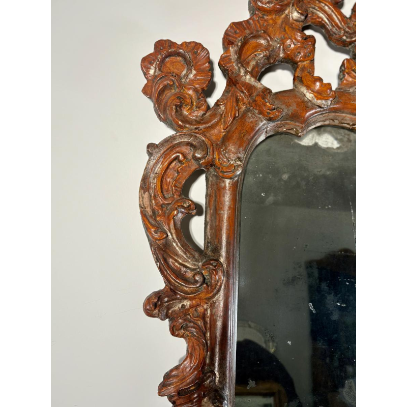 Miroir italien baroque, bois sculpté ajouré - XVIIIe siècle
