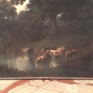 A. Rolland, pastel "Koeienkudde bij de vijver", 1850