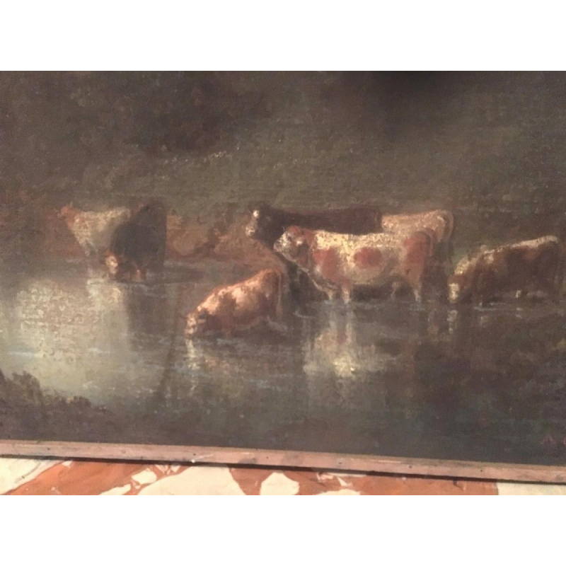 A. Rolland, pastel "Herd of cows at the pond", 1850