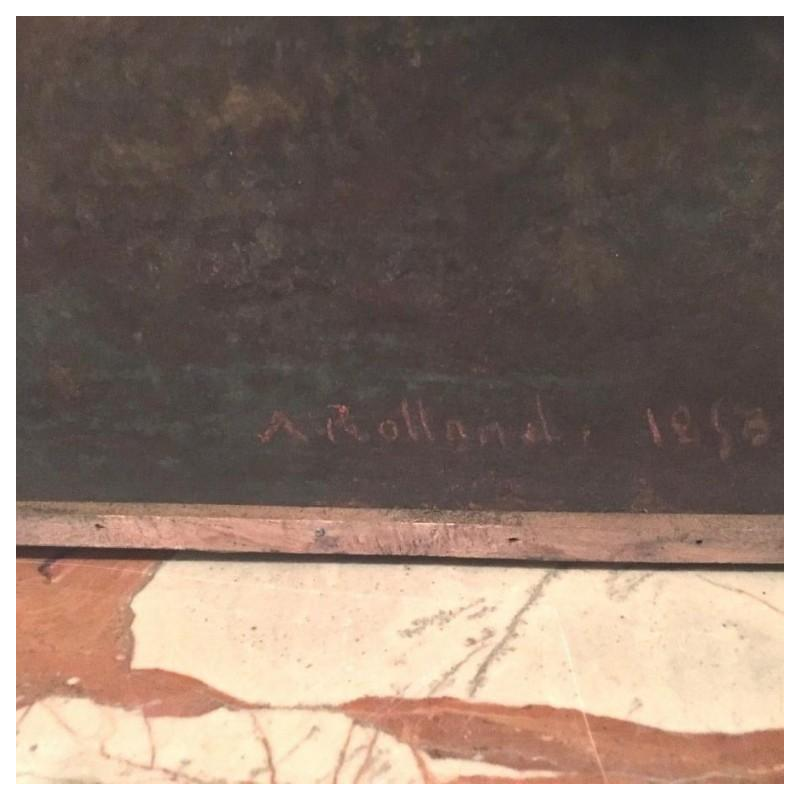 A. Rolland, pastel "Koeienkudde bij de vijver", 1850