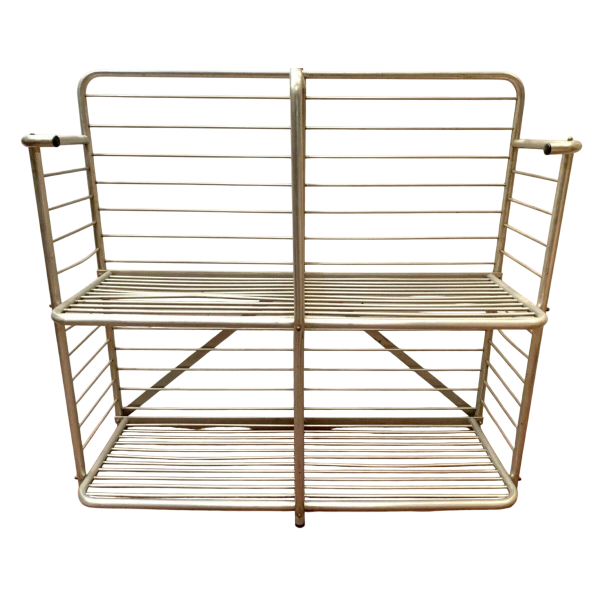 Two-tier bakery display stand in bent aluminum, 20th century
