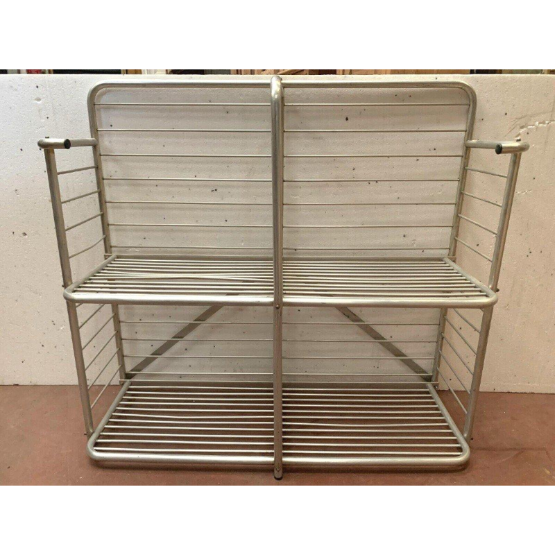 Bakkerijvitrine met twee niveaus, gemaakt van gebogen aluminium, 20e eeuw.