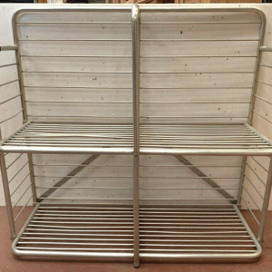 Two-tier bakery display stand in bent aluminum, 20th century