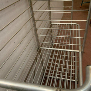 Two-tier bakery display stand in bent aluminum, 20th century