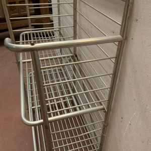 Two-tier bakery display stand in bent aluminum, 20th century