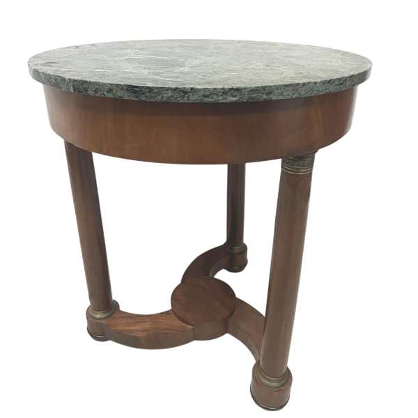Round Empire-style side table in mahogany and veneer, 20th century
