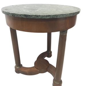 Round Empire-style side table in mahogany and veneer, 20th century