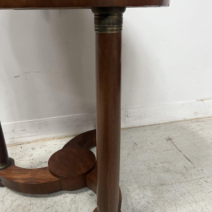 Round Empire-style side table in mahogany and veneer, 20th century
