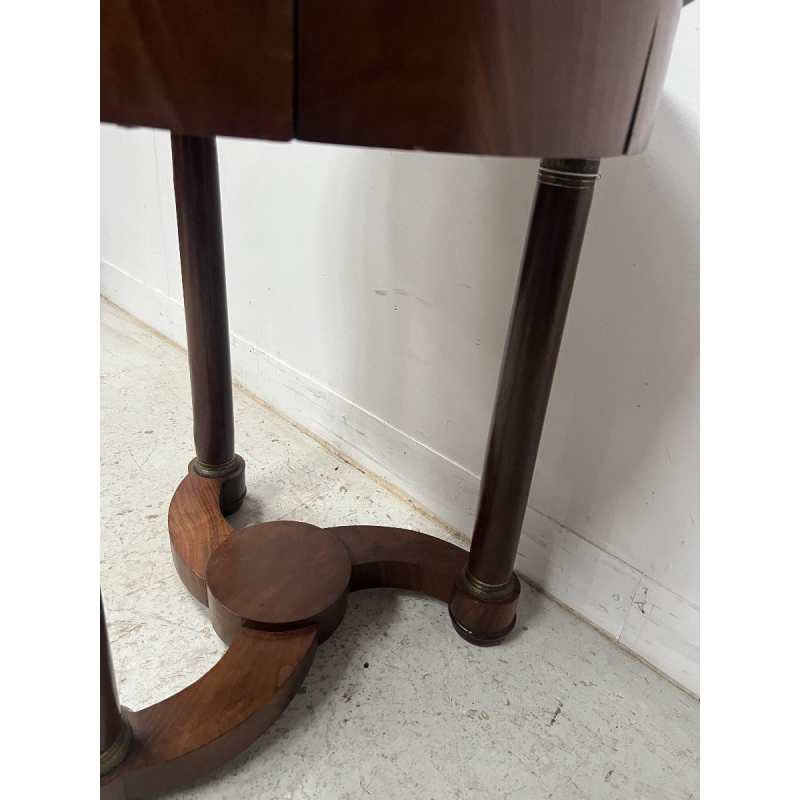 Round Empire-style side table in mahogany and veneer, 20th century