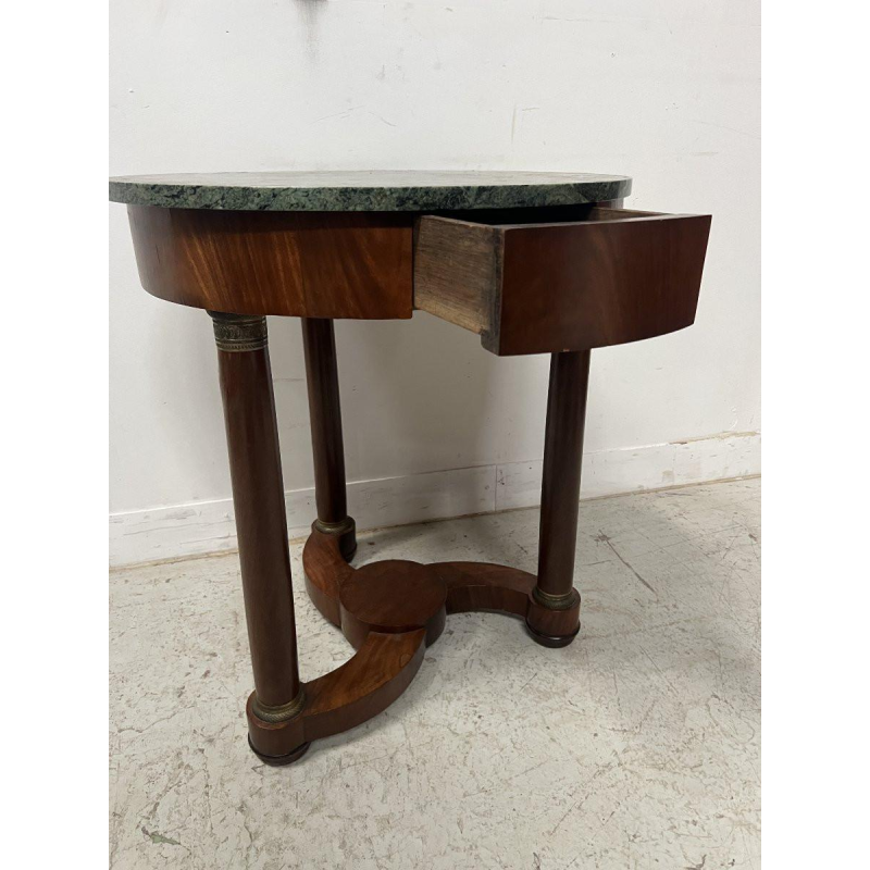 Round Empire-style side table in mahogany and veneer, 20th century