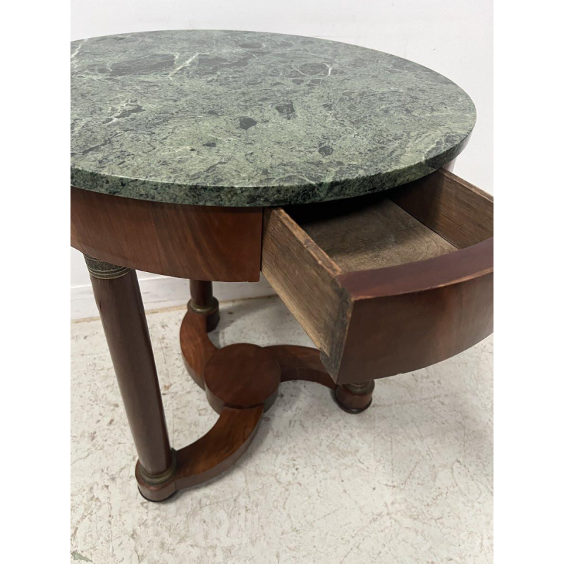 Round Empire-style side table in mahogany and veneer, 20th century