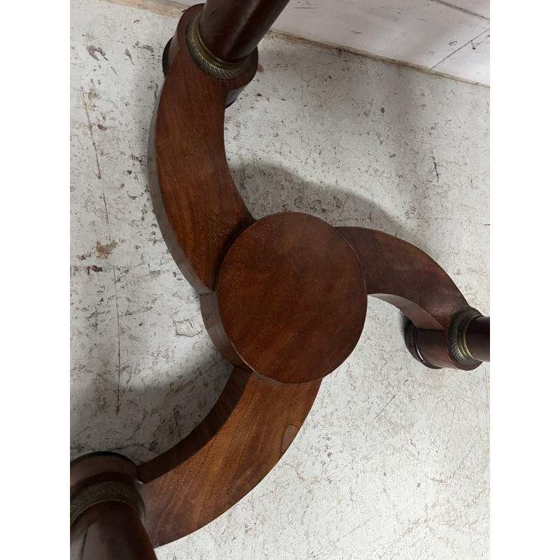 Round Empire-style side table in mahogany and veneer, 20th century
