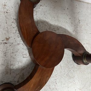 Round Empire-style side table in mahogany and veneer, 20th century