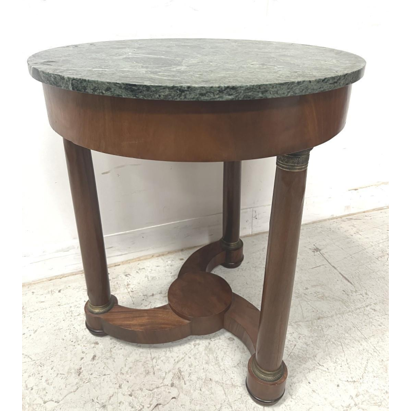 Guéridon rond de style Empire en acajou et placage XX siècle
