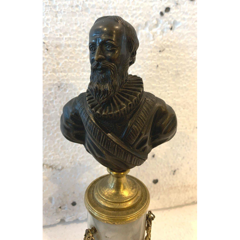 Paire de bustes Napoléon III « Henri IV et le duc de Sully » bronze ciselé, XIXᵉ siècle