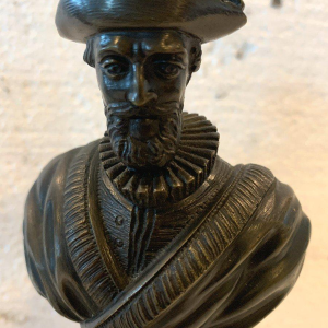 Paar bustes van Napoleon III "Henri IV en de hertog van Sully", gegraveerd brons, 19e eeuw.