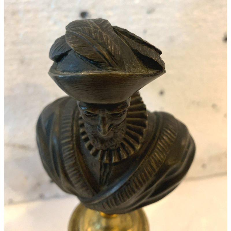 Paar bustes van Napoleon III "Henri IV en de hertog van Sully", gegraveerd brons, 19e eeuw.