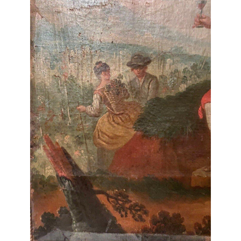 Louis XV style trumeau mirror "Romantic Scene" carved wood, oil on canvas, 19th century