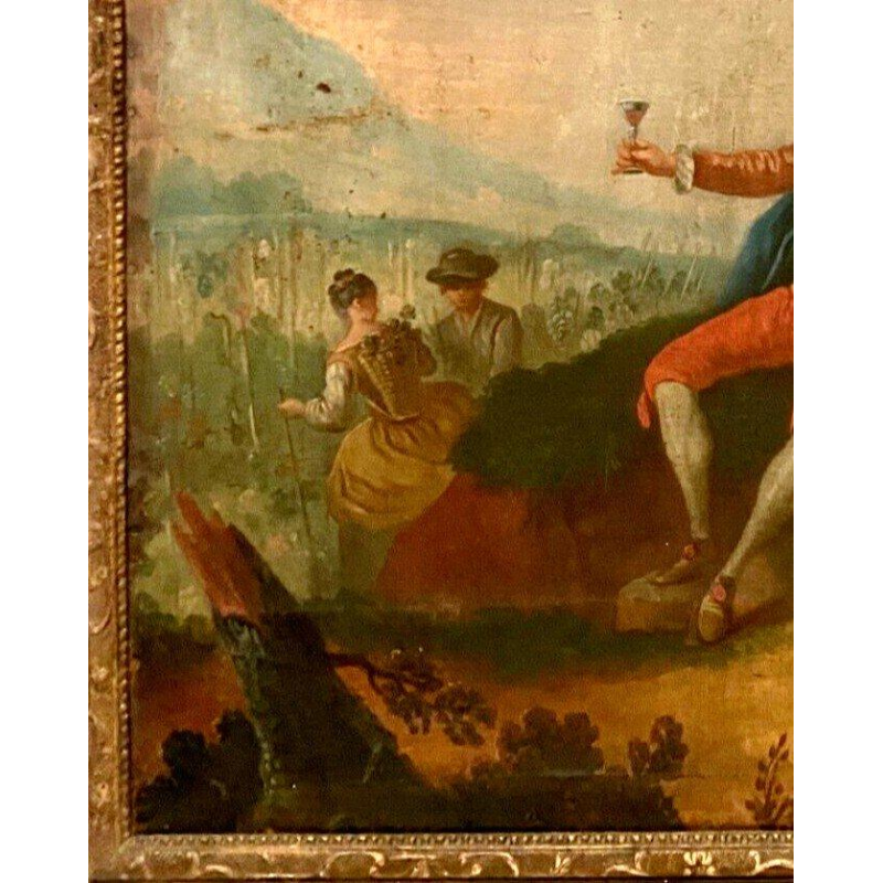 Trumeau-spiegel in Lodewijk XV-stijl "Romantische scène", gesneden hout, olieverf op doek, 19e eeuw