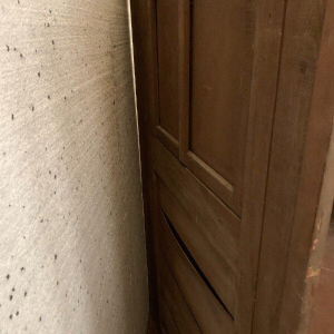 Louis XVI style trumeau mirror in patinated and gilded wood, 20th century