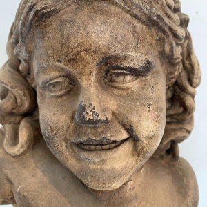 Théophile Rousseau, terracotta buste van een jong meisje, 20e eeuw