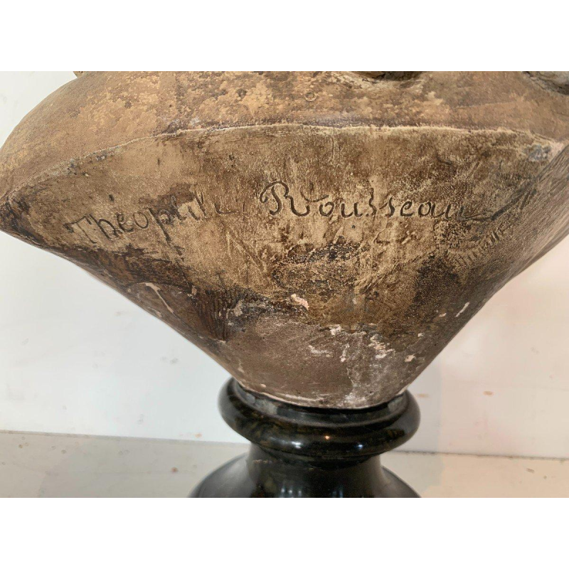 Théophile Rousseau, terracotta buste van een jong meisje, 20e eeuw