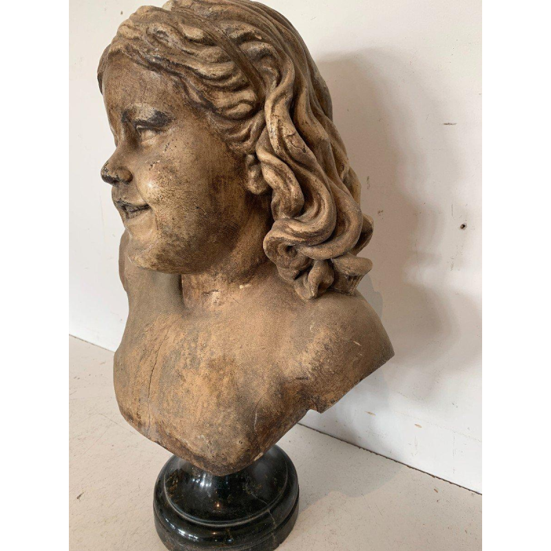Théophile Rousseau, terracotta bust of a young girl, 20th century