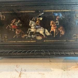 Sieradenkistje van Napoleon III, gezwart gesneden hout, polychrome decoratie, 19e eeuw