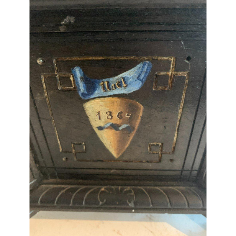 Sieradenkistje van Napoleon III, gezwart gesneden hout, polychrome decoratie, 19e eeuw