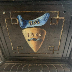 Sieradenkistje van Napoleon III, gezwart gesneden hout, polychrome decoratie, 19e eeuw