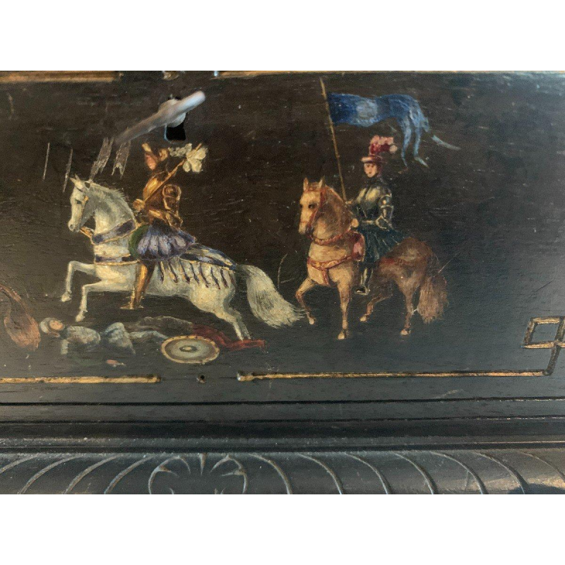 Sieradenkistje van Napoleon III, gezwart gesneden hout, polychrome decoratie, 19e eeuw