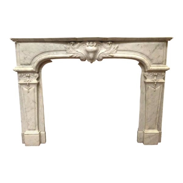 Open haard in Regency-stijl van wit Carrara-marmer, 19e eeuw.