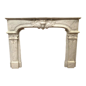 Open haard in Regency-stijl van wit Carrara-marmer, 19e eeuw.