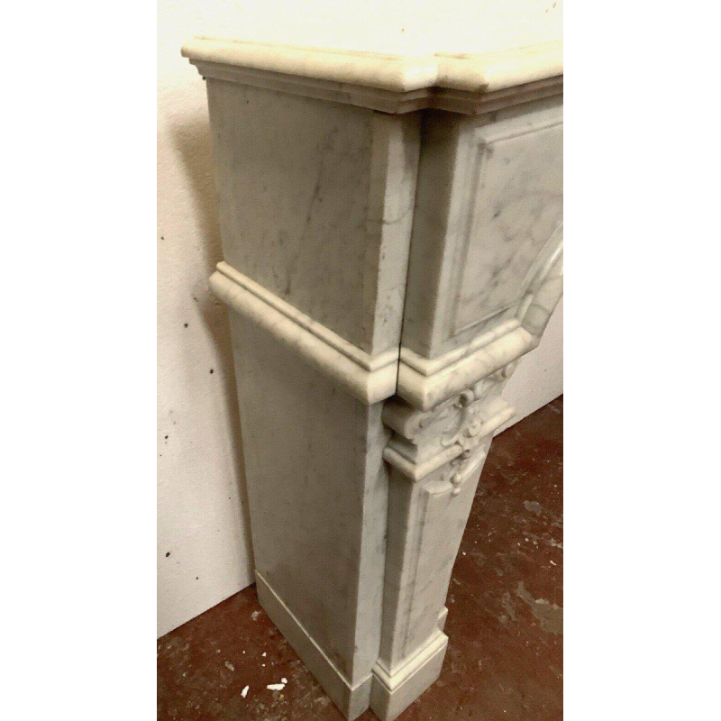 Open haard in Regency-stijl van wit Carrara-marmer, 19e eeuw.