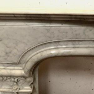 Regency style fireplace in white Carrara marble, 19th century