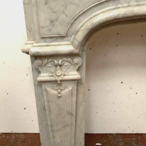 Regency style fireplace in white Carrara marble, 19th century