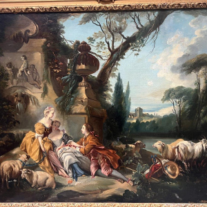 Oil on canvas, "Pastoral Scene in a Landscape", 19th century