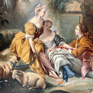 Oil on canvas, "Pastoral Scene in a Landscape", 19th century