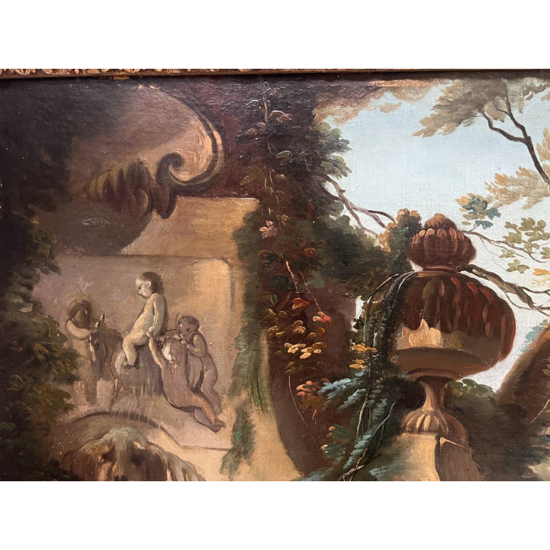 Oil on canvas, "Pastoral Scene in a Landscape", 19th century