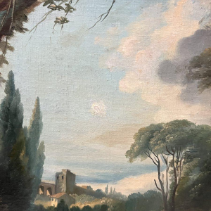 Oil on canvas, "Pastoral Scene in a Landscape", 19th century