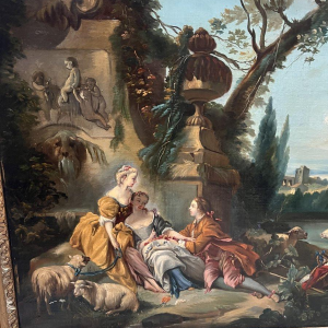 Huile sur toile « Scène pastorale dans un paysage », XIXᵉ siècle