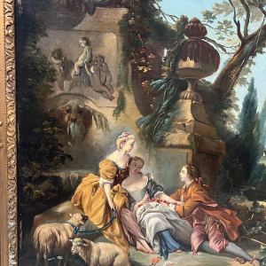 Oil on canvas, "Pastoral Scene in a Landscape", 19th century