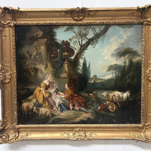 Huile sur toile « Scène pastorale dans un paysage », XIXᵉ siècle